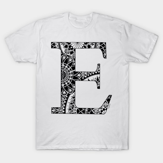 Mandala Letter E T-Shirt by Shaseldine